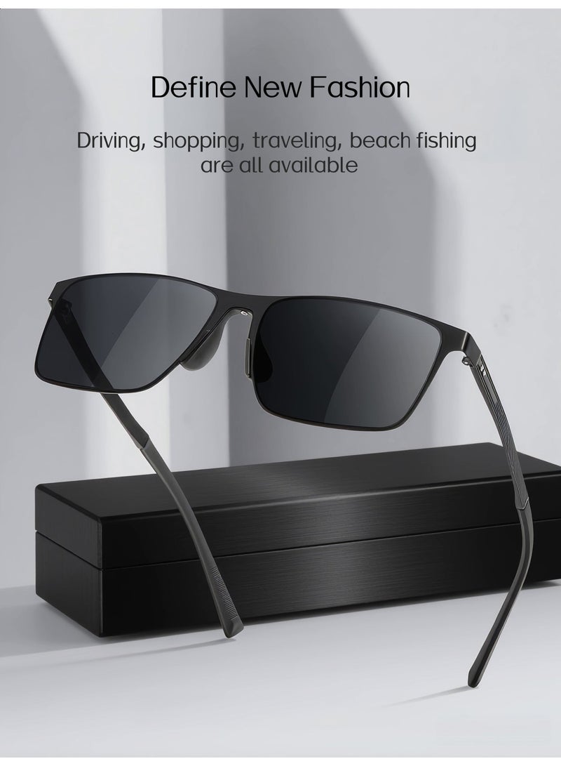 Square Polarized Men’s Sunglasses, High‑End UV400 Protection Nylon Lenses, Fashionable for Driving, Beach & Daily Outdoor Activities - Image 3