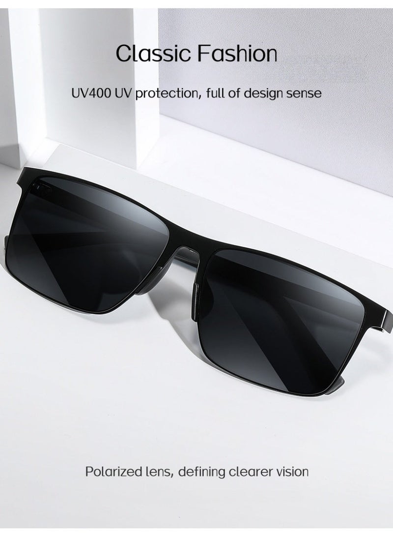 Square Polarized Men’s Sunglasses, High‑End UV400 Protection Nylon Lenses, Fashionable for Driving, Beach & Daily Outdoor Activities - Image 4