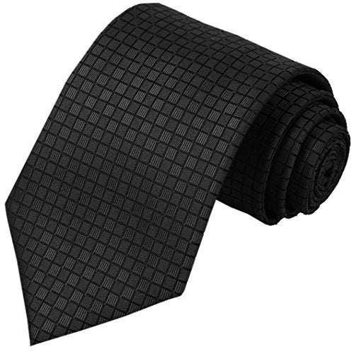 KissTies Mens Black Tie Checkered Necktie Wedding Ties For Men - Image 1