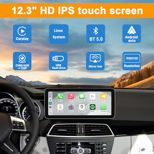 YEEHUNG 12.3" Linux Car Touchscreen for Mercedes Benz 2012-2015 C A CLA GLA Class W204 W176 C117 X156 NTG4.5/4.7 System, Support Wired Wireless CarPlay Android Auto Mirror Link - Image 4