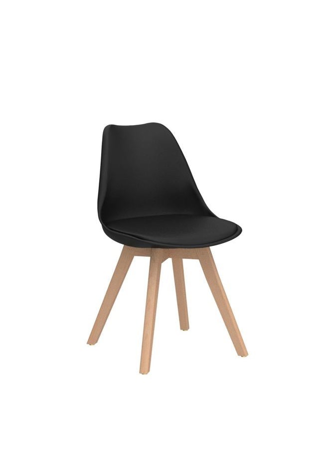 Giantex Set of 4 Modern Dining Chairs, High Backrest Kitchen Chairs, Elegant Mid Century Side Chairs w/Padded Seat, Solid Wood Legs, Upholstered Tulip Chair for Dining Room, Living Room (Black) - Image 4