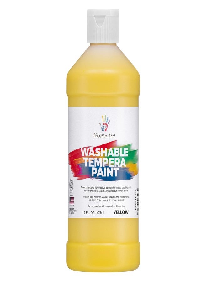 Positive Art Washable Paint for Kids, 16 Oz Bottle Washable Tempera Paint, Paint for Schools, Classroom Student Paint, Non-Toxic Kids Paint Set Finger Paint - (Yellow) - Image 1