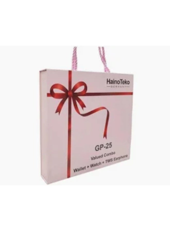 هينو تيكو طقم هدايا Haino Teko GP-25 (ساعة + محفظة + سماعة) – 3 قطع في علبة شيك - Image 1