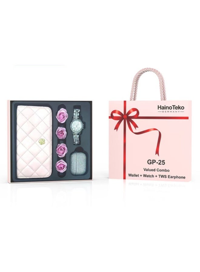 هينو تيكو طقم هدايا Haino Teko GP-25 (ساعة + محفظة + سماعة) – 3 قطع في علبة شيك - Image 3