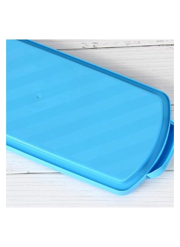 erorex - 2 Pack Bread Box for Kitchen Countertop, Plastic Loaf Cake Storage Container with Lid, Bread Keeper for Carrying and Storing Homemade Bread, Toast, Bagel, Donut and Cookies, Blue - Image 1