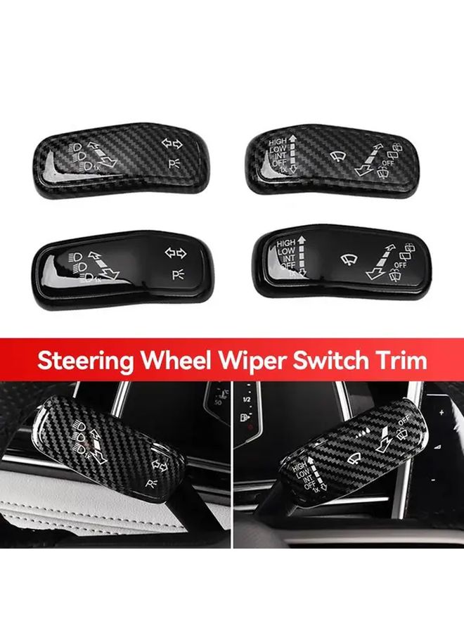Carbon Fiber Steering Wheel Wiper Switch Control Cover Trim For SUV - Image 1