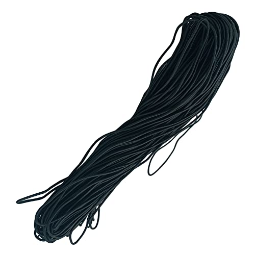 Aakriti 2mm Crafts Elastic Cord Stretchy String for Loop Button, Tagging, Wedding Card and Gift Wrapping, Bracelets, Necklaces, Beading and Masks Making (BLACK-ELASTIC-2MM-40 Meter) - Image 1