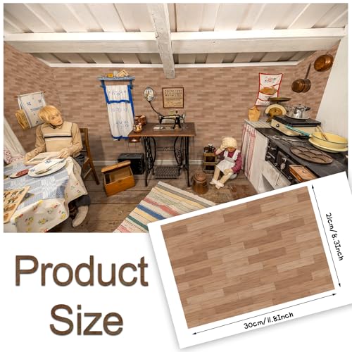 Furbeko 35 Pcs Miniature Dollhouse Wallpaper SelfAdhesive Mini DIY Floorboards Wall Paper Real Life DIY Decoration for DollhouseBrown - Image 5
