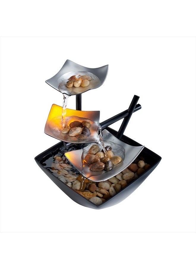 HoMedics - Tabletop Water Fountain, Home Décor Soothing Sound Machine - Automatic Pump, Deep Basin & Natural River Rocks. Indoor Zen Relaxation for Office, Living Room, or Bedroom, 8.25” Tall - Image 1