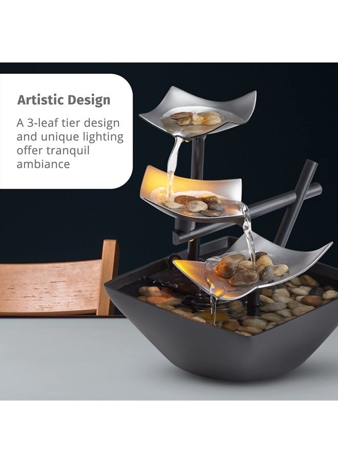 HoMedics - Tabletop Water Fountain, Home Décor Soothing Sound Machine - Automatic Pump, Deep Basin & Natural River Rocks. Indoor Zen Relaxation for Office, Living Room, or Bedroom, 8.25” Tall - Image 1