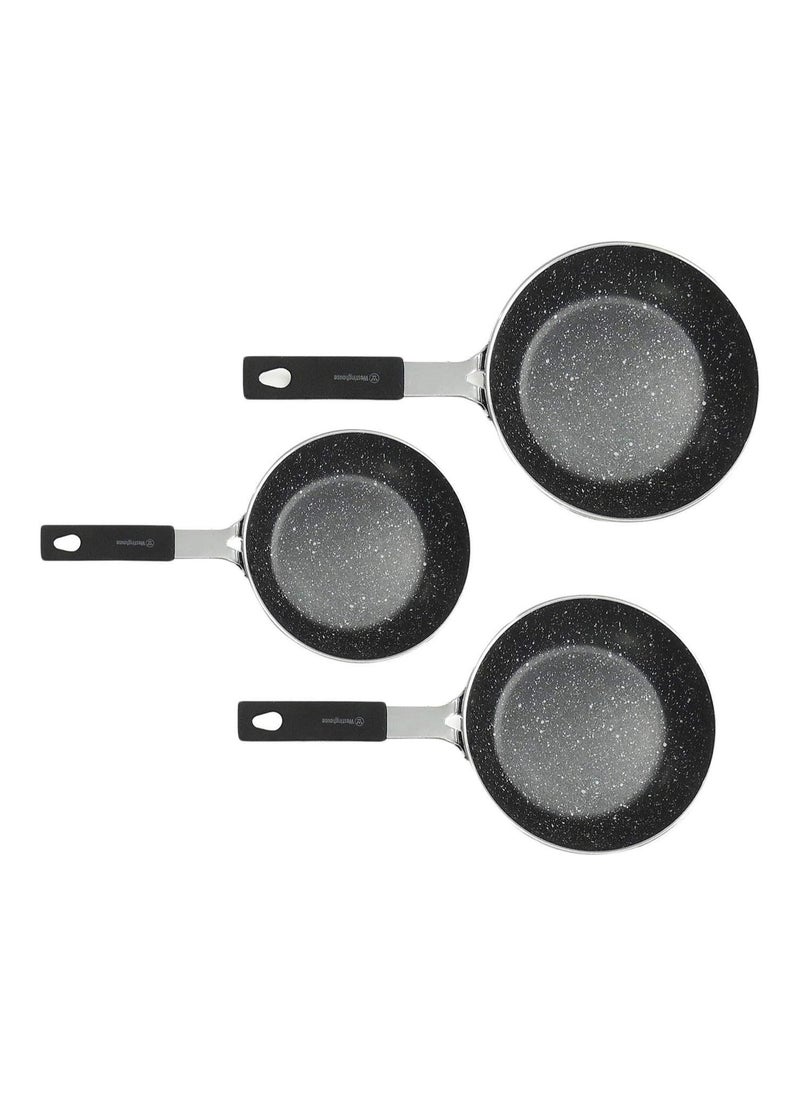 Westinghouse Westinghouse Black Marble Mini Frying Pan Set 3 Pieces – 12cm 14cm 16cm Non-Stick Pans with Cool-Touch Handles Induction Compatible  - Image 5