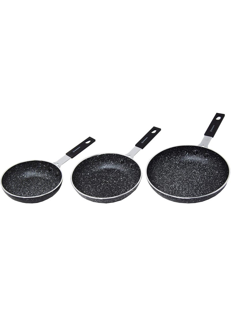 Westinghouse Westinghouse Black Marble Mini Frying Pan Set 3 Pieces – 12cm 14cm 16cm Non-Stick Pans with Cool-Touch Handles Induction Compatible  - Image 3