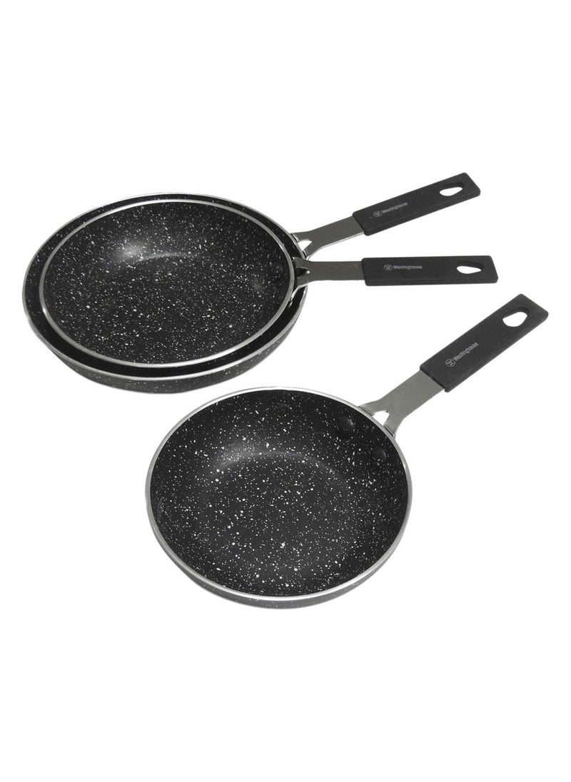 Westinghouse Westinghouse Black Marble Mini Frying Pan Set 3 Pieces – 12cm 14cm 16cm Non-Stick Pans with Cool-Touch Handles Induction Compatible  - Image 1