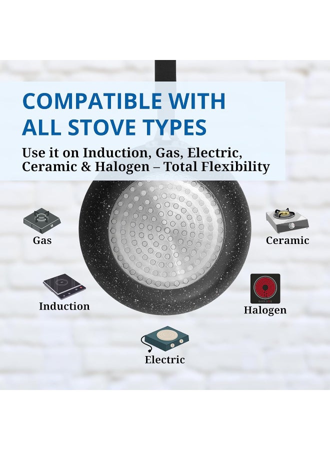 Westinghouse Westinghouse USA Black Marble Mini Frying Pan Set (3 Pieces) – 12cm, 14cm, 16cm Non-Stick Pans with Cool-Touch Handles, Induction Compatible Cookware  - Image 4
