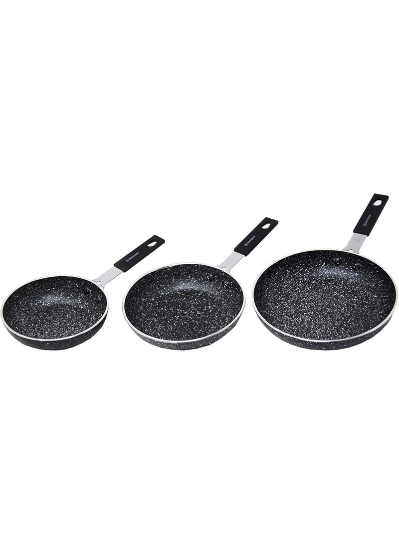 Westinghouse Westinghouse USA Black Marble Mini Frying Pan Set (3 Pieces) – 12cm, 14cm, 16cm Non-Stick Pans with Cool-Touch Handles, Induction Compatible Cookware  - Image 1