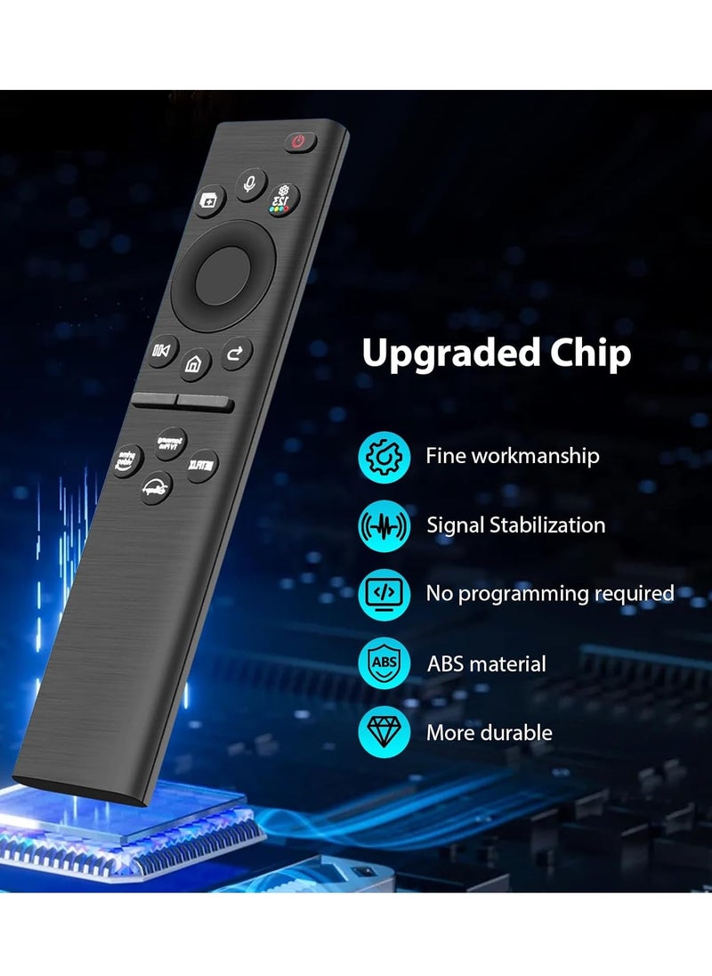 "Solar-Powered Voice Replacement Remote for Samsung TV: Universal Rechargeable with 4 Shortcut Buttons for 2021-2022 Neo LED Smart 4K Ultra HD Models"