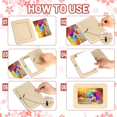 RYKOMO 24 Pack DIY Wooden Picture Frames for 4 x 6 in Photos, Wooden Picture Frames for Crafts Unfinished Solid Wood Photo Picture Frame for Crafts, Valentine's Day Gift New Year Decorate, Father's Day, Mother's Day Gift - Image 5