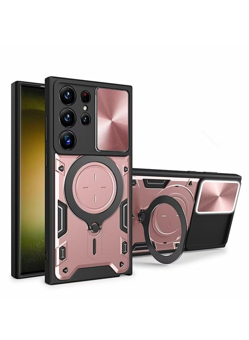 Case Cover for Samsung Galaxy S22 Ultra, Slide Camera Lens Cover, 360°Rotating Kickstand Ring, Bumper Shockproof Phone Cover，Compatible with Car Magnetic Mount