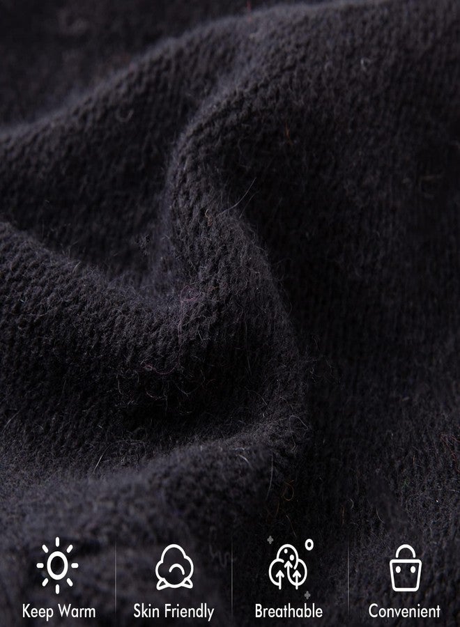 QUEENFUR Knit Slouchy Beanie Hats for Women Cashmere Ski Cap Knitted Wool Soft Warm Winter Hat, B02a-black, One size - Image 5