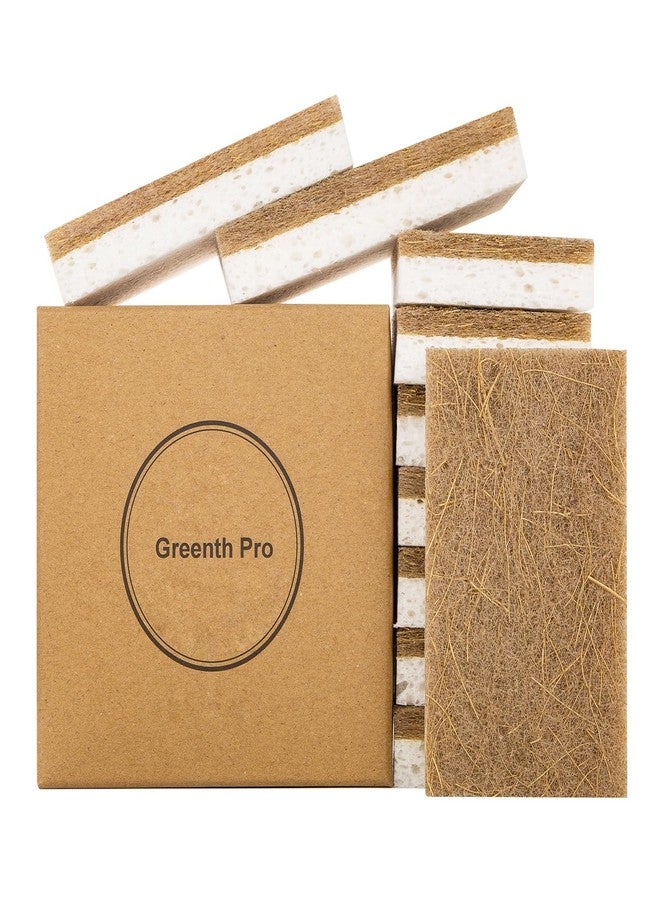 GREENTH PRO 10 Pack Nature Dish Sponge - Natural Kitchen Sponge - Coconut Fiber and Wood Cellulose Scrubber Sponge - Image 1