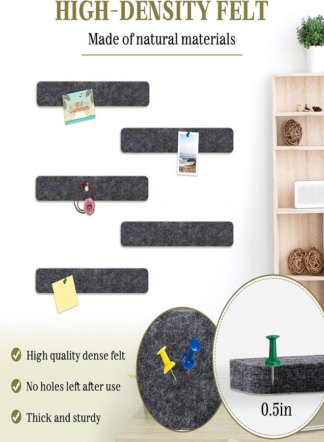 5 Pack Bulletin Board Strips, Felt Pin Board Bar with 50 Push Pins Self-Adhesive Felt Bulletin Board for Office School Home Wall Decoration, for Organize Memo, Photos, Display - Image 2