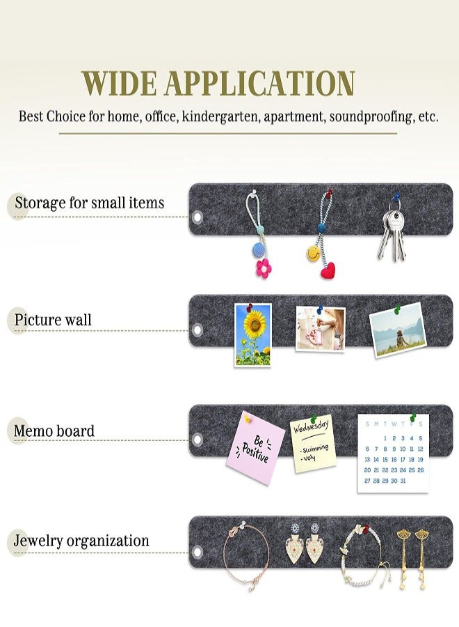 5 Pack Bulletin Board Strips, Felt Pin Board Bar with 50 Push Pins Self-Adhesive Felt Bulletin Board for Office School Home Wall Decoration, for Organize Memo, Photos, Display - Image 4