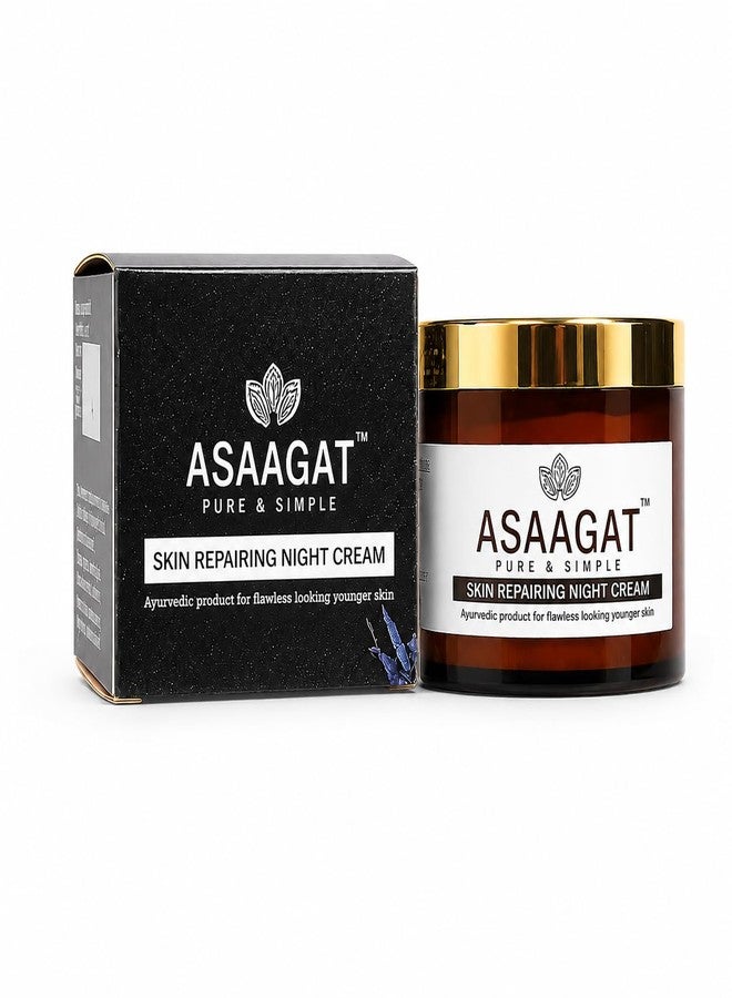 Asaagat كريم ليلي للوجه، 100 غرام، مرطب، يصغر المسام، يوحد لون البشرة، يتحكم في حب الشباب، للبشرة العادية إلى الدهنية - Image 1