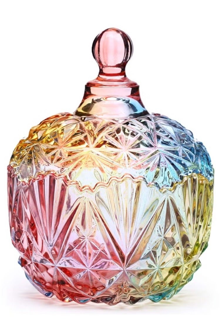 إكسفور جرة تخزين زجاجية ملونة 1 قطعة مع غطاء حلوى كوكي جرة مجوهرات بوفيه جرة بسكويت حاويات 750 مل / 26 أوقية