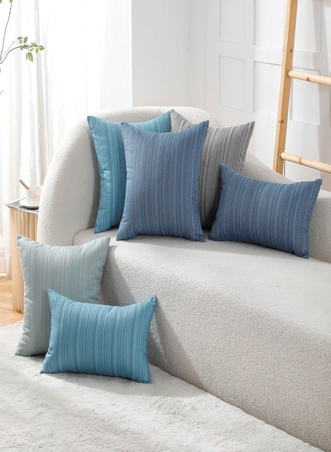 VAKADO Outdoor Waterproof Throw Pillow Covers 18x18 Set of 2 Decorative Outside Patio Furniture Cushion Cases Decor for Garden Bench Porch Couch Tent Chair Stripe Blue - Image 5