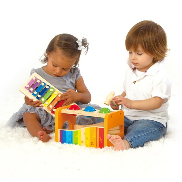 Hape Pound & Tap Bench with Slide Out Xylophone - Award Winning Durable Wooden Musical Pounding Toy for Toddlers - Image 2