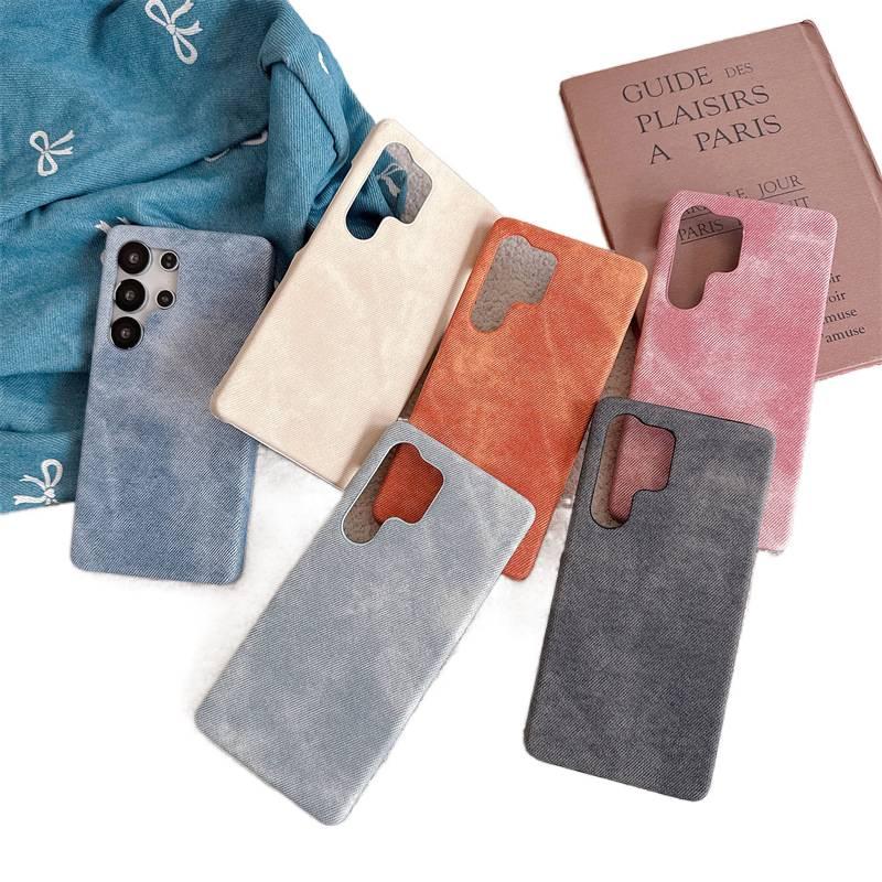 Denim Texture Protective Case for Samsung Galaxy S22 Ultra with Drop Protection and Denim Texture plus Shockproof plus Solid Color in Denim Blue - Image 2