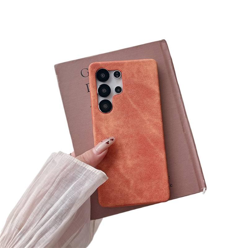 Denim Texture Protective Case for Samsung Galaxy S22 Ultra with Drop Protection and Denim Texture plus Shockproof plus Solid Color in Denim Blue - Image 3