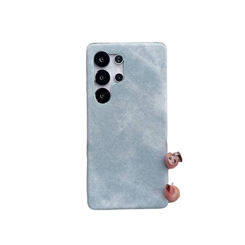 Denim Texture Protective Case for Samsung Galaxy S22 Ultra with Drop Protection and Denim Texture plus Shockproof plus Solid Color in Denim Blue - Image 1