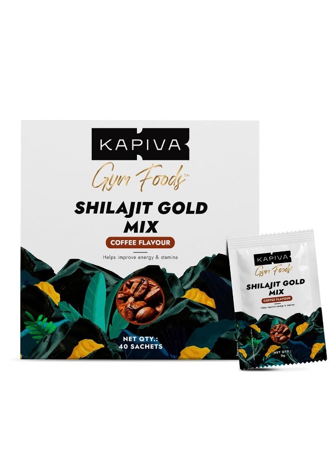 Kapiva Shilajit Gold Mix | Natural Pre Workout | 40 Servings | Coffee flavour | Boosts testosterone, Energy & Focus in gym | 102mg coffee - Image 1