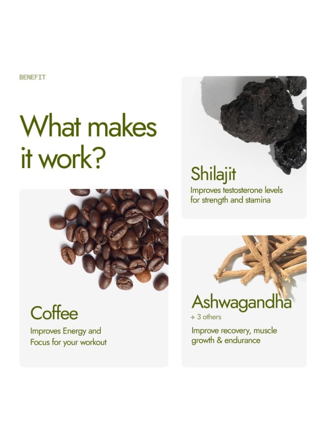 Kapiva Shilajit Gold Mix | Natural Pre Workout | 40 Servings | Coffee flavour | Boosts testosterone, Energy & Focus in gym | 102mg coffee - Image 2