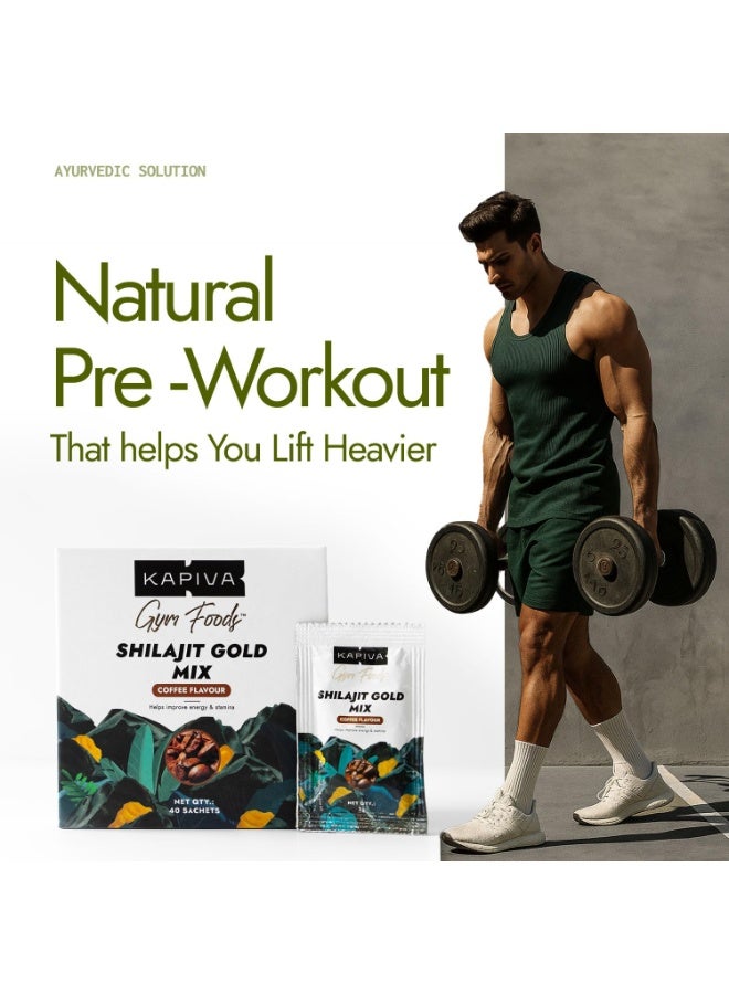 Kapiva Shilajit Gold Mix | Natural Pre Workout | 40 Servings | Coffee flavour | Boosts testosterone, Energy & Focus in gym | 102mg coffee - Image 4