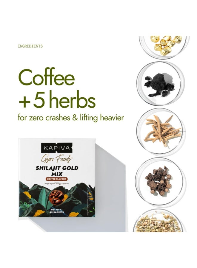 Kapiva Shilajit Gold Mix | Natural Pre Workout | 40 Servings | Coffee flavour | Boosts testosterone, Energy & Focus in gym | 102mg coffee - Image 3