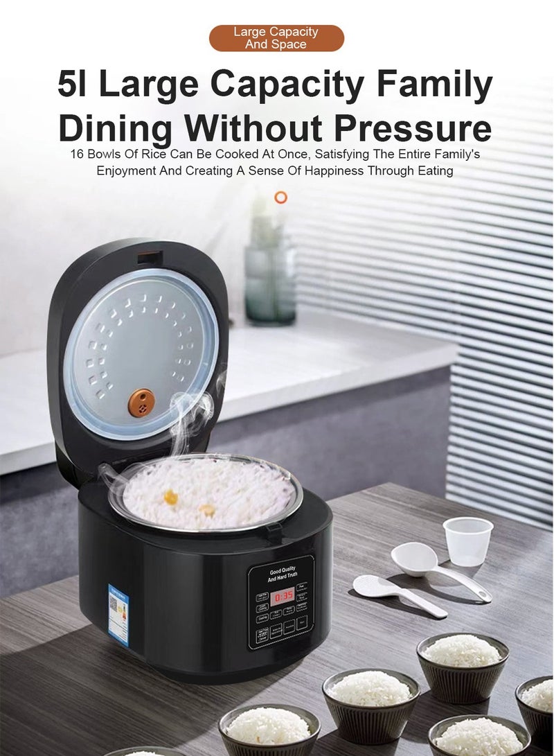 SILVER CREST 5 Liters - Electric Rice Cooker, 8 In 1 Instant Programmable, 700 Watts, 12 Smart Programs TK-108 Black - Image 2