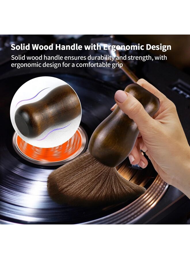 THE WHITE SHOPVinyl Record Cleaning Brush, Anti-Static Soft LP Record Cleaner, Vinyl Dust Remover Brush with Ultra-Fine Fiber Bristles, Safe for Vinyl LP CD Album Care, Retro Design with Beech Wood - Image 4
