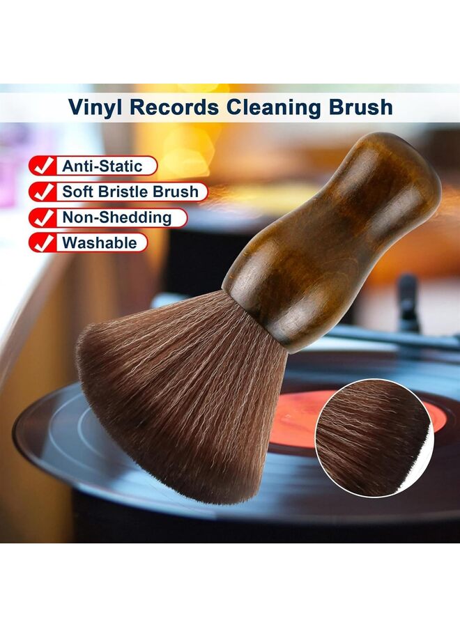 THE WHITE SHOPVinyl Record Cleaning Brush, Anti-Static Soft LP Record Cleaner, Vinyl Dust Remover Brush with Ultra-Fine Fiber Bristles, Safe for Vinyl LP CD Album Care, Retro Design with Beech Wood - Image 2
