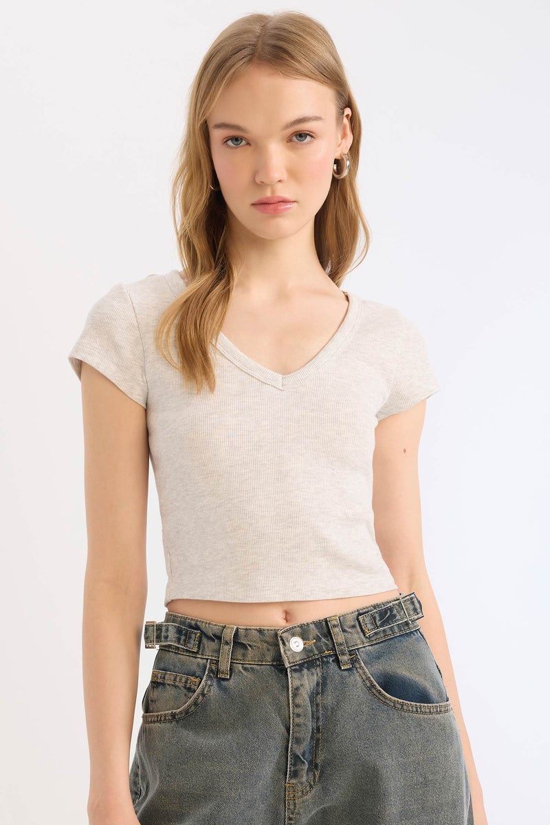DeFacto Woman Slim Fit Camisole Short Sleeve T-Shirt  - Image 1