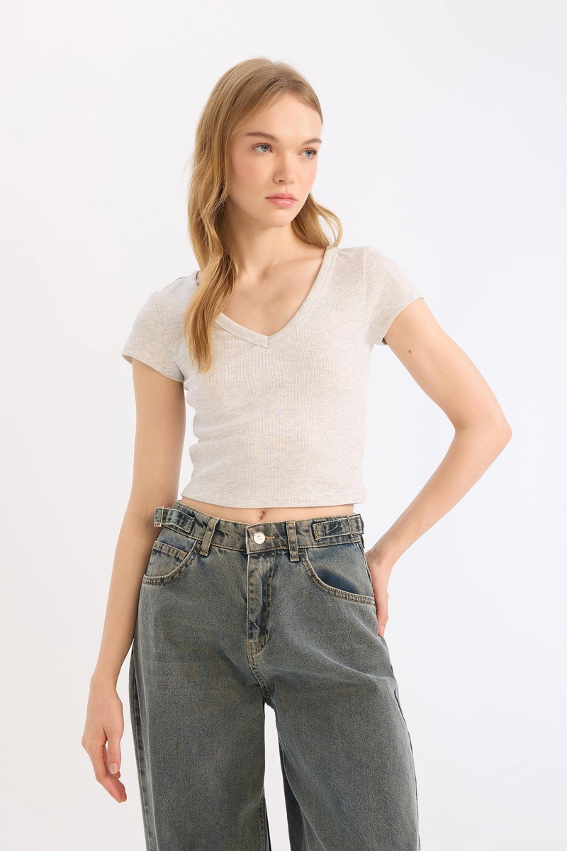 DeFacto Woman Slim Fit Camisole Short Sleeve T-Shirt  - Image 5