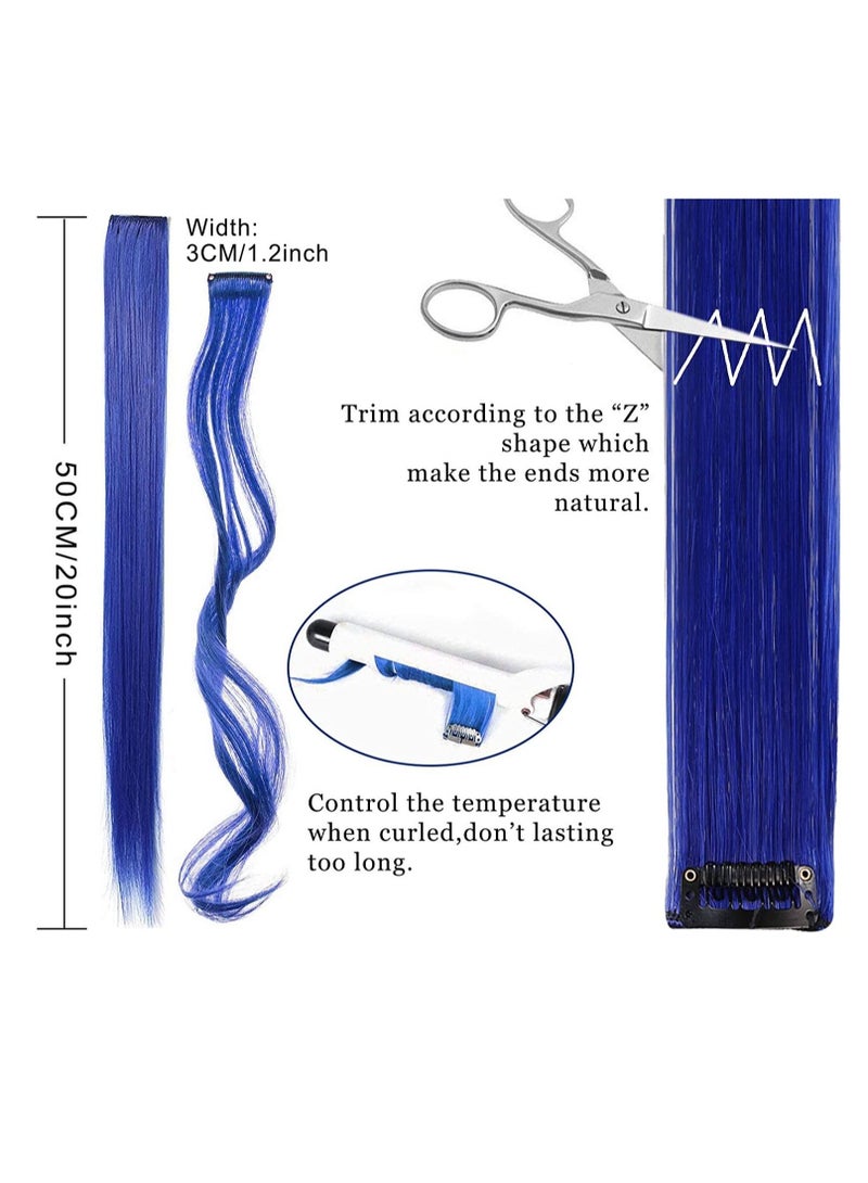 Estelle Girlish Colors Fashion Hair Accessories Clip in On Rainbow Wig Pieces for Amercian Girls and Teens Colored Hair Extension Party Highlight Multiple Colors Hairpieces Lavender Teal - Image 4