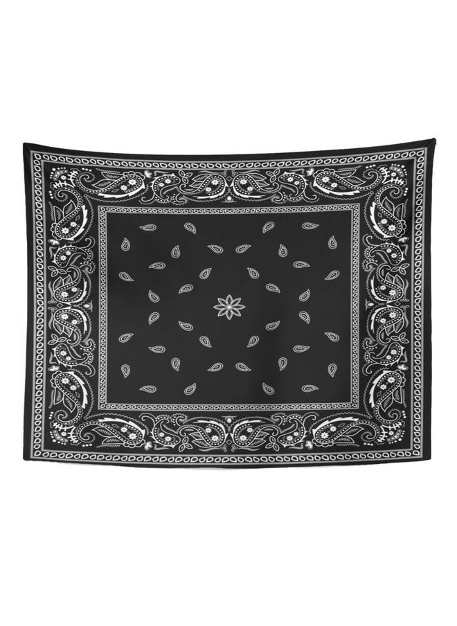 Emvency Tapestry Colorful Paisley Black Pattern Bandanna Border Scarf White Home Decor Wall Hanging For Living Room Bedroom Dorm 60X80 Inches  - Image 1