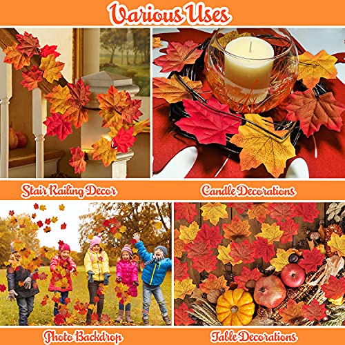 Moon Boat 1100PCS Fall Artificial Maple Leaves Thanksgiving Autumn Leaf Wedding Party Table Decor,Multicolored - Image 2
