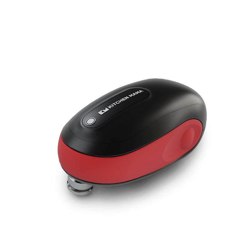 Kitchen Mama OneToGo Electric Can Opener OneTouch Operation AutoDetect Can Shapes AutoStop Smooth Edge Lid Lift Battery Operated Red