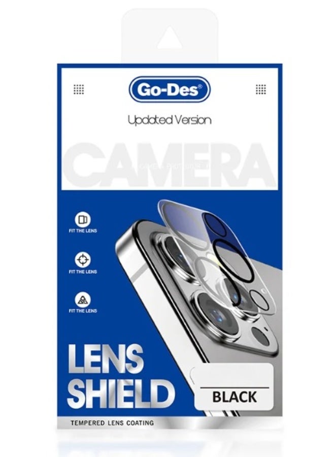 Go-Des Camera Lens Shield – Tempered Glass Protector (Black) - Image 1