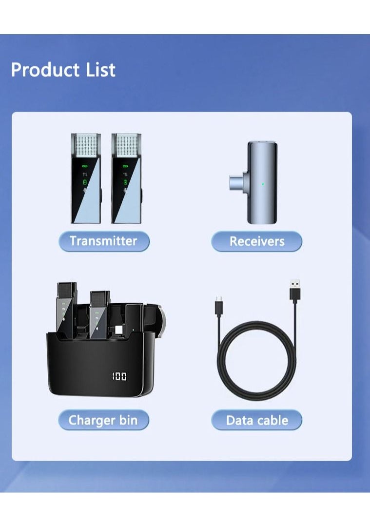 Arabest - One Tow Two Wireless Lavalier Microphone Acoustic Noise Cancelling Microphone Lavalier - Image 1