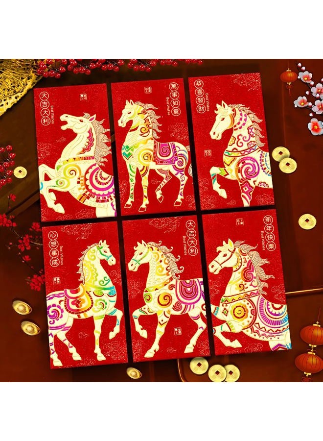 AIZIXIN Red Envelopes Chinese New Year Of The Horse 2026,18 PCS (3 styles,6 different designs for each style),Lunar New Year Decorations,New Years Eve Party Supplies Gifts,Hong Bao Money Envelopes For Cash - Image 4
