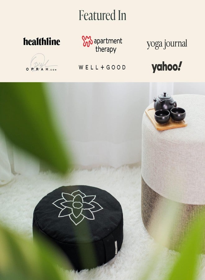 Mindful Modern Mindful & Modern Large Meditation Cushion for Zafu Yoga - Meditation Pillow for Sitting on the Floor - Buckwheat Hull Filled Yoga Cushion with Removable, Washable 100% Cotton Cover and Carry Handle - Image 5